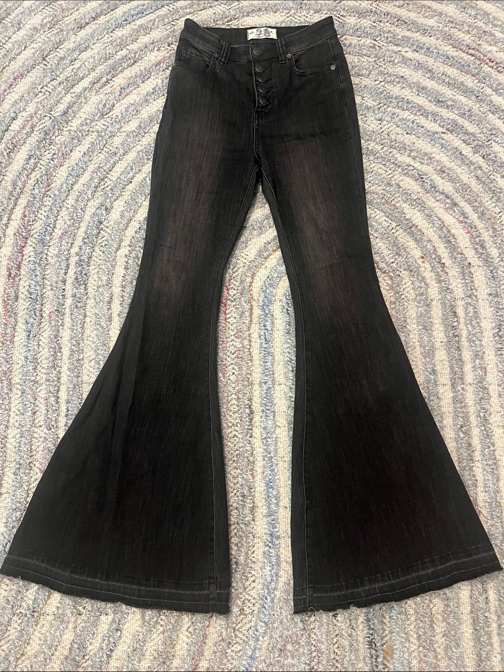 Free People Black High-Rise Bell Bottom Jeans